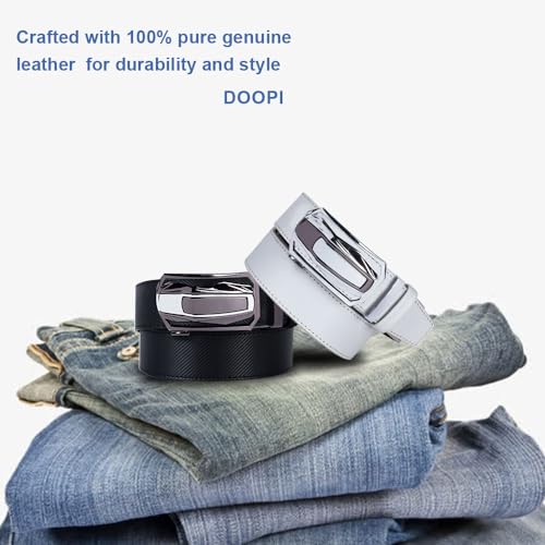 Image of DOOPAI Men's Ratchet Leather Belt Set - 2 Pack Sliding Belt Adjustable For Gift Mens Dress Casual 1 3 /8 inch,Cut for Fit