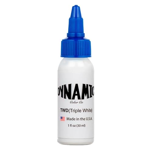 Dynamic Ink Tinta de tatuaje,Black,White,Union Black,Black Out,Triple White,Triple Black,tinta para tuataje Profesional blanca, negra y gris .Original (Dynamic Triple White 1oz(30ml))