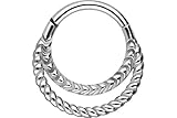 PIERCINGLINE Piercing de acero quirúrgico, 2 anillos trenzados, piercing para el septum, piercing para la oreja, Helix Daith, selección de colores, Acero inoxidable