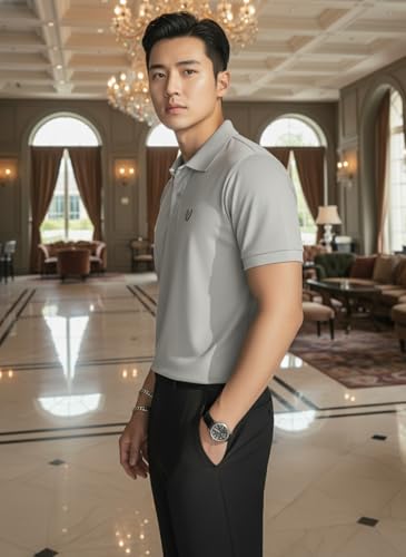 Image of MACK JONNEY Men's Solid Polo T-Shirt | Premium Cotton Blend | Regular Fit | Short Sleeve | Collared Casual Wear|Pack of 2 -MJ-157