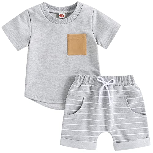 Image of Mubineo Infant Toddler Baby Boy Summer T Shirt Shorts Outfits Short Sleeve Tee Tops Clothes Set