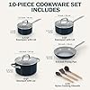 Cook N Home Classic Nonstick Cookware Set, Pots and Pans Cookware Set with Glass Lids and Comfortable Handles, Induction Compatible, 10-Piece, Blue #2