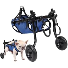 Small Pet Dog Wheel-Chair for Back Legs, Easy to Assemble Assist Pet Recover Mobility Aid Trolley, Leg Brace Hip Support Adjustable Dog Cart Assist Hind Legs Walking Variety of Terrain-Medium