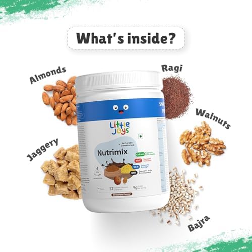 Little Joys Chocolate Nutrimix 7+ (700g) | 7-12 Years | Naturally Sweetened with Dates & Jaggery | With 23 Essential Vitamins & Minerals | 9g Protein per Serving | Supports Overall Health & Development | With Ragi, Bajra, Walnuts & Almonds