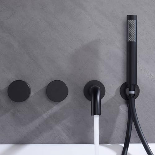 Mitigeur de baignoire avec douche noir double levier et flexible universel