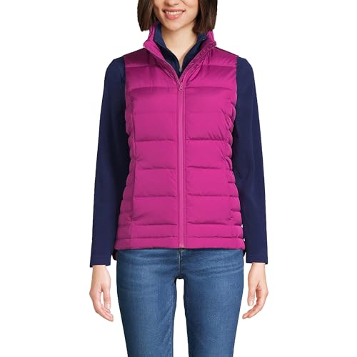 Lands' End Womens Puffer Down Vest Magenta Berry Regular Medium