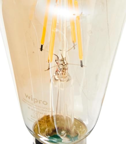 Image of wipro Garnet 6W ST64 LED Filament Bulb | Decorative LED Bulb for Home & Office Decoration | Energy Efficient Filament Bulb comes with In-Built Surge Protection | E27, 2700K(Warm White, Pack of 10)