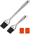 RWM Basting Brush - Heat Resistant Stainless Steel Pastry Brush with Back up Silicone Brush Heads Rust Resistant, Dishwasher Safe, BPA Free for Grilling BBQ Baking Pastry Kitchen Cooking & Marinating
