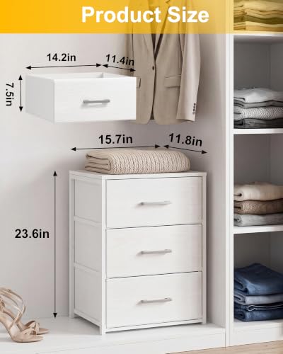 Image of Fixwal Closet Drawers for Clothes, 1 Pack, 3 Drawers Dresser, 15.7 inch Wide