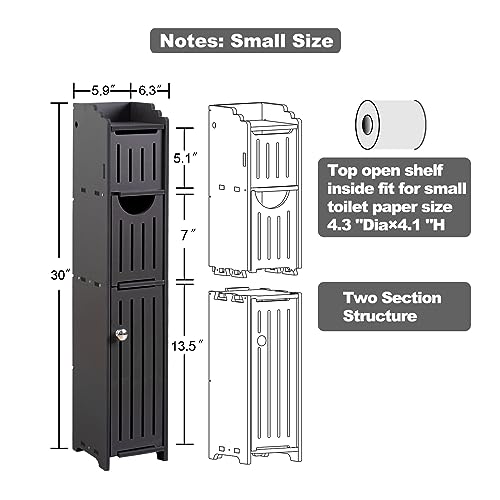AOJEZOR Bathroom Storage Cabinet: Small Bathroom Storage Cabinet for Small Space-Toilet Paper Cabinet Fit for Small Roll,Black