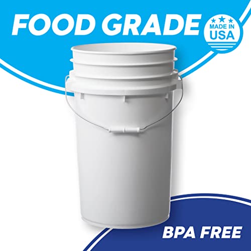 Hudson Exchange Premium 7 Gallon Bucket With Lid, Hdpe, White #TOP1