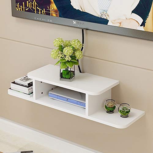Hai+ Floating Tv Shelf Wall Mounted Media Console, Router Dvd Shelves, For Ps4/Cable Box/Dvd Players/Game Console Streaming Media Equipment (35.4, White) #TOP6