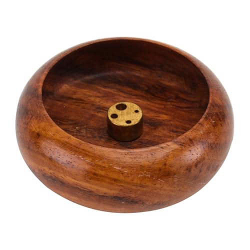 Alipis Quemador de Incienso de Madera con Base Magnética Soporte para Varilla y Cuenco Forma de Calabaza para Hogar Yoga y