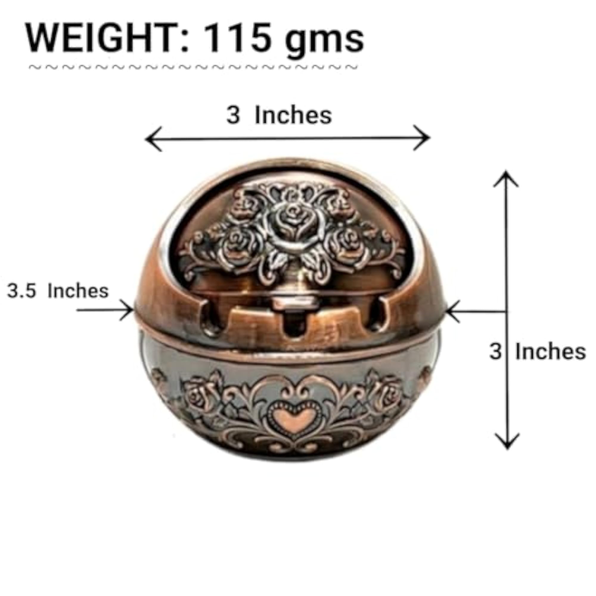 Vintage Metal Ashtray with Lid