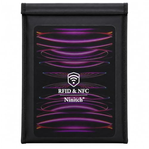 Ninitch Faraday Bag for 14" Laptops (MacBook Air/Pro), Military Grade Signal Blocking Shielding Sleeve, Blocks 5G WiFi GPS EMP RFID, Data Security & Privacy for Law Enforcement, Black