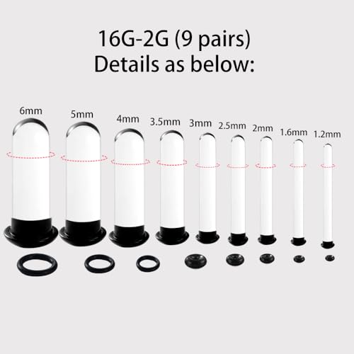 DOEARKO 18 PCS/10 PCS Glass Ear Gauges Stretching Kit Plugs Comfy Stretching Fashion Body Piercing gauge stretching kit 16G-00G2