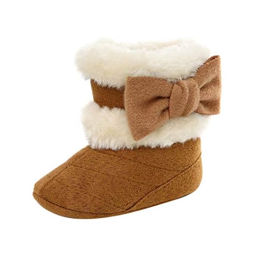 Alwayswin babystövlar unisex flickor pojkar plus kashmir vinterskor plysch löparskor slip-on fast första vandrare barn skor stövlar snöstövlar småbarn skor, - B brun - 12 EU