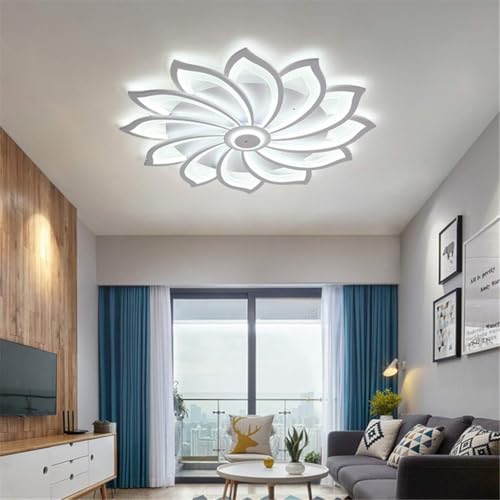 Plafonnier LED dimmable télécommande intensité réglable 8 têtes grand salon