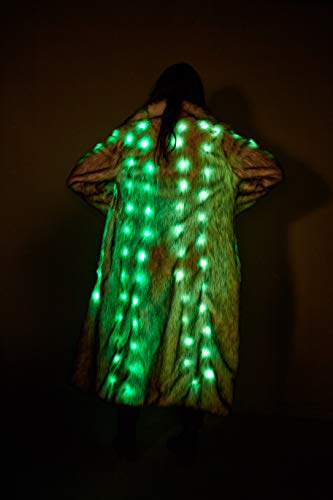 Women's Mens 15 Color LED Overlength Faux Fur Coat Light Up Rave Long Outwear Fancy Dress Party Performence Cosutme 5