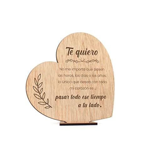 CONTRAXT Tarjetas Felicitacion San Valentin madera. Regalos aniversario pareja cartas amor para mi novio novia tortolitos postal hombre mujer (Parejas)