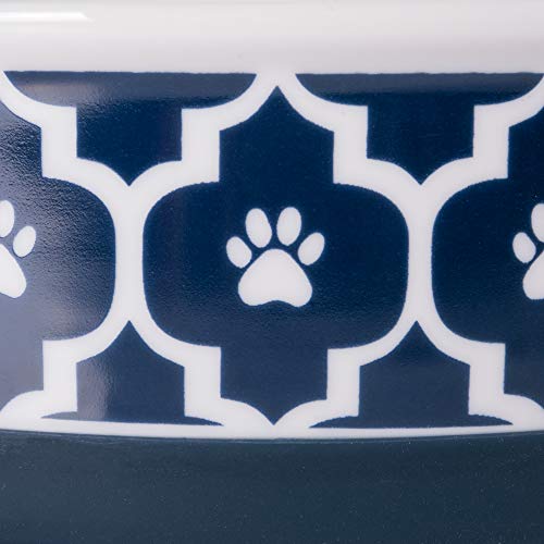 Bone Dry Lattice Collection Pet Bowl & Canister, Small, 4.25X2", Nautical Blue #TOP1