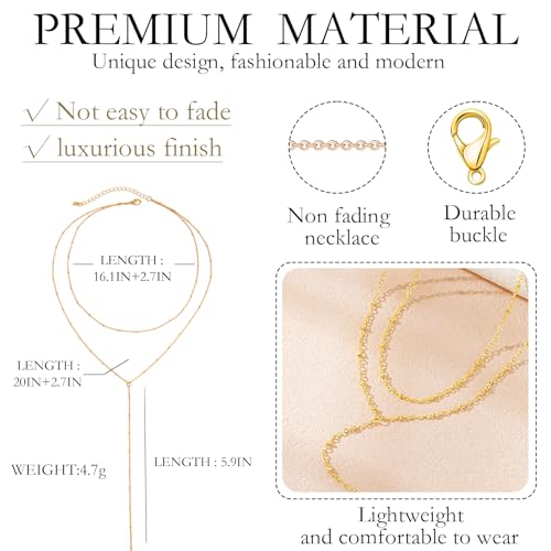 JGVG Lariat Necklace For Women, Y Necklace Long Necklaces for Women, Non-Tarnish Dainty Trendy Jewelry for Daily Wear, Layering, Dating and Gift Giving (Gold) — view 4