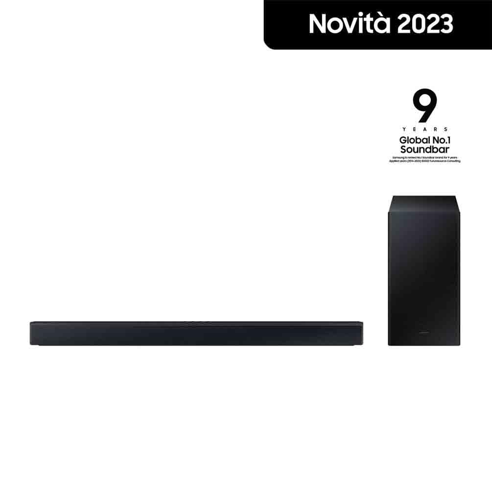Samsung Soundbar HW-C430/ZF Serie C, 3 Speaker, Subwoofer Incluso, Audio a 2.1 Canali, Adaptive Sound Lite, Black 2023