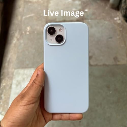 Image of Liquid Silicone Case Compatible for iPhone 15 Plus Light Blue | Slim Back Cover | Soft Touch Bumper | Shockproof Drop Protection | Microfiber Cloth Inside | Sleek Solid Design