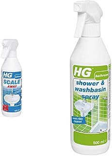 HG Professional Scale Away Spray 500ml - Removing Bathroom Limescale - Safe For All Bathroom Materials & 147050106 Shower & Washbasin Spray 500 ml-Safe and Quick Shower Cleaner for Daily Use