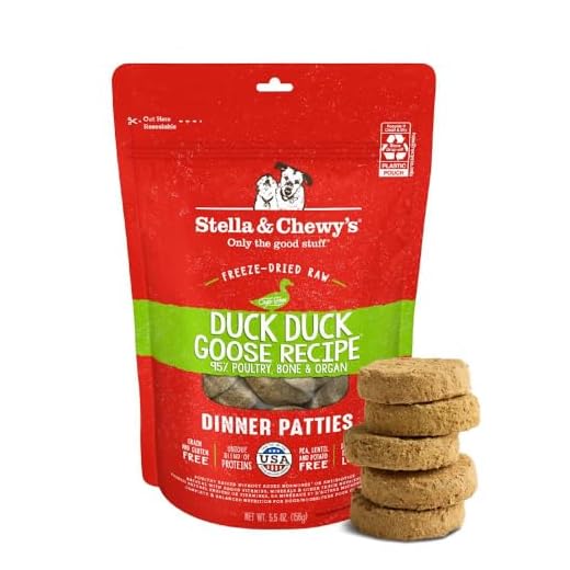 Stella & Chewy's Freeze-Dried Raw Dinner Patties - Duck Duck Goose Recipe - High Protein Grain-Free Puppy & Dog Food - Perfect For Picky Eaters - 5.5 oz