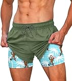 Picture of Cozople Mens Swimsuit Compression Liner Swim Trunks Skating Slothes Inside Print Bathing Suit Beach Party Swimming Shorts Swimwear with Boxer Brief Lined Pocket XL Water Sport Daily Leisure Home Wear