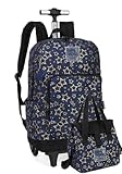 Kit Mochila Rodinha Juvenil Masculina Estampa Metalizada Up4You 46622 (AZUL)