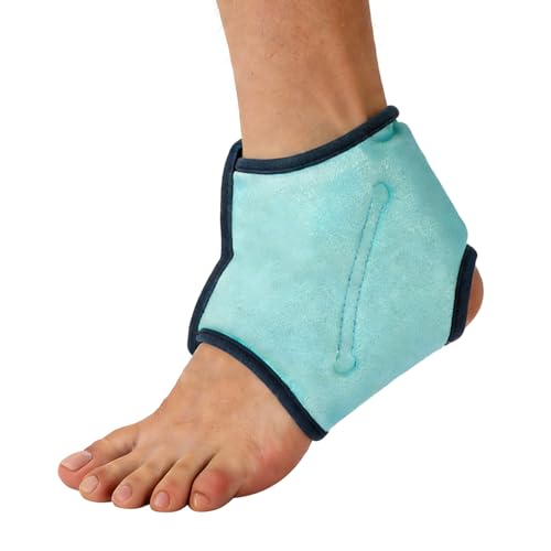 ThreeH Bolsa de hielo para tobillo con borde de felpa suave, reutilizable, paquete de gel frío y caliente para atletas, calmante, dolor de tobillo e hinchazón, manga de recuperación de ajuste cómodo