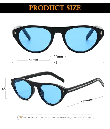 Image of EYLRIM Retro Oval Cat Eye Sunglasses for Women Men Trendy Flat Top Narrow Cateye Shades UV400 Protection