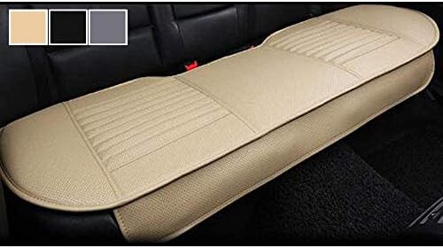 Nonslip Rear Car Seat Cover Breathable Cushion Pad Mat for Vehicle Supplies with PU Leather(Beige - Back Row 58.3” x 18.9”)