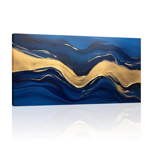 Oeuvre abstraite bleu marine pour habiller un mur vide