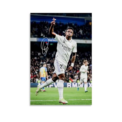 LOGAUT Vinicius Jr Poster Vini Jr Signed Football Poster Wall Art Canvas Print, Room Aesthetic Home Decoration Painting; (V5103); Unframe; 08x12inch(20x30cm)