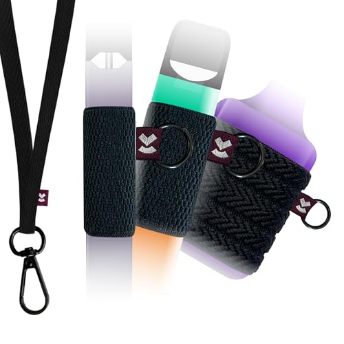 VCase Vape Holder, Perfect Fit, Lanyard and Wristband, High-Strength Elastic Holder, 1 Pcs Elastic Holder (Lanyard, Slim Black, Small)