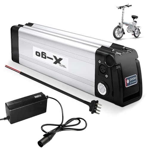 X-go Bateria Bicicleta Electrica 36V 10AH con Cargador y Cable Descarga de 4 Pines, Batería Ebike Li-Ion para Motor 200W 250W 350W