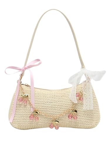 Image of Verdusa Women's Y2K Purse Coquette Bow Tie Vintage Shoulder Bags Lace PU Leather Kawaii Handbag