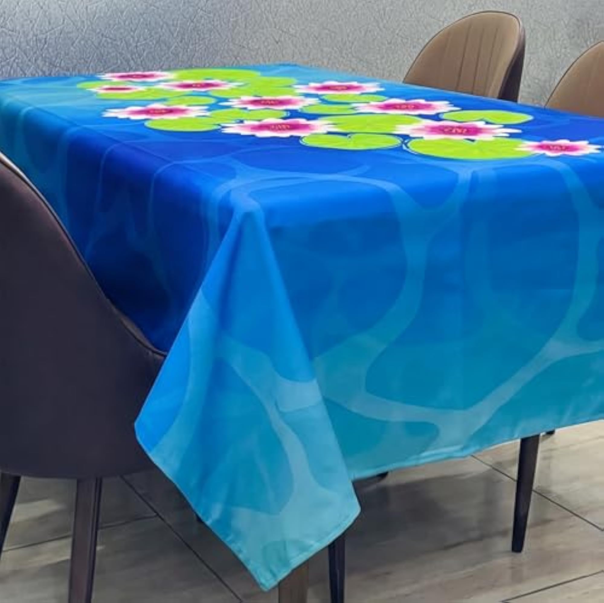 Lotus Pond Design Square Dining Table Cover