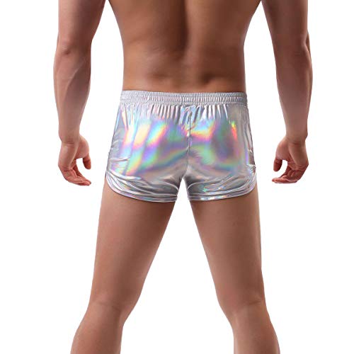 ABAFIP Men Holographic Shiny Metallic Swim Boxer Briefs Trunks Shorts Hot Pants Bikini Swimsuit Stage Clubwear2