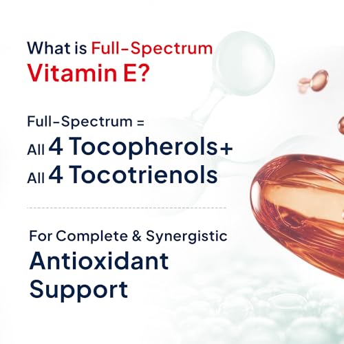Image of Miduty Mixed Tocopherols & Tocotrienols - Full Spectrum Vitamin E Supplement - With Sunflower & Sea Buckthorn Oil - Natural Antioxidant Support for Skin, Heart & Brain Wellness - 30 Veg Softgels