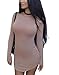 Yonala Womens Irregular Hem Long Sleeve Soft Lining Bodycon T Shirt Mini Dress