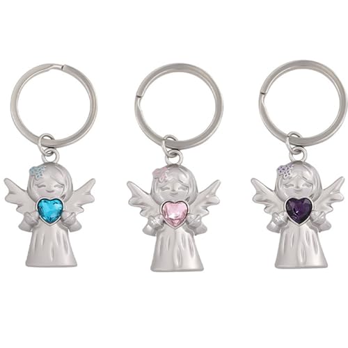 3 Piezas Llavero de Ángel de la Guarda, Llavero de Ángel Decorativo, Llavero Original Mate, Bonito Ángel Colgante de Meta Con Piedras Preciosas y Lila para Exámenes o Coches, Regalos 3 Piezas Llavero de Ángel de la Guarda, Llavero de Ángel Decorativo, Llavero Original Mate, Bonito Ángel Colgante de Meta Con Piedras Preciosas y Lila para Exámenes o Coches, Regalos