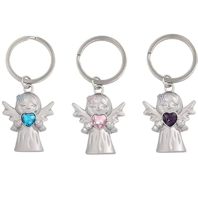3 Piezas Llavero de Ángel de la Guarda, Llavero de Ángel Decorativo, Llavero Original Mate, Bonito Ángel Colgante de Meta Con Piedras Preciosas y Lila para Exámenes o Coches, Regalos | Ya disponible en tu tienda friki favorita! En mundofriki.es!