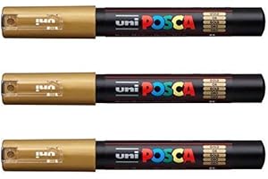 Uni-Ball POSCA Gold Paint Marker, PC-1M (Pack of 3)