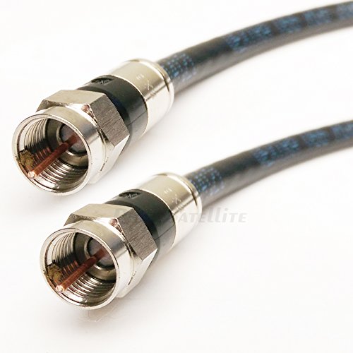 155ft DIRECT BURIAL UNDERGROUND RG6 COAXIAL CABLE 18AWG 75 Ohm GEL BRAIDED NICKEL-PLATED BRASS CONNECTORS BARREL & 10 NAIL CLIPS INCLUDED UL ETL CUT TO ORDER AND ASSEMBLED IN USA PHAT SATELLITE INTL