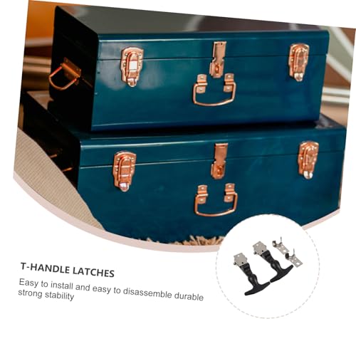 Image of DOITOOL 2Pcs T-Handle Draw Latches Stainless Steel Over Center Lock for Toolbox Tool Box Hasp with Brackets 5.31X3.14X0.98 Inch Industrial Hardware Draw & Tension Latches
