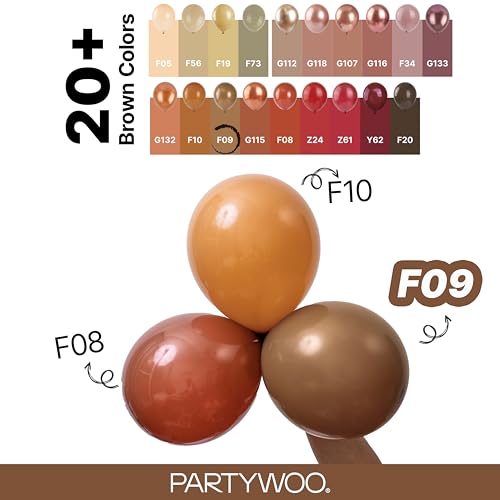Image of PartyWoo Brown Balloons 100 pcs Different Sizes of 18 12 10 5 Inch Boho Neutral Coffee Dark Brown Balloon Arch Kit Garland for Wedding Baby Shower Gender Reveal Birthday Party Decorations Brown-F09